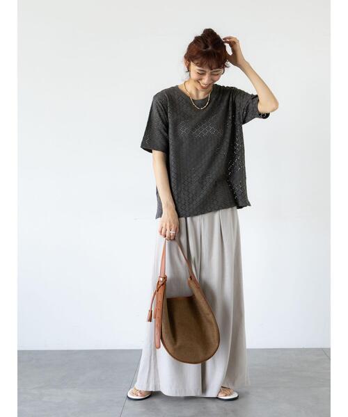 Lugnoncure（ルノンキュール）の「カットレースハーフスリーブトップス（その他トップス・レディース・ブラック/チャコールグレー/オフホワイト・F）」の8枚目の写真