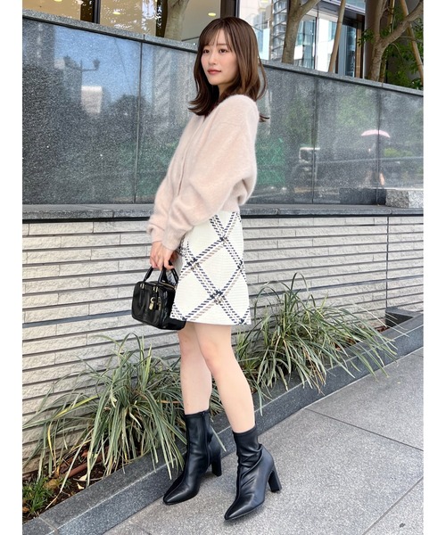 SNIDEL ロービングチェックミニスカート ブラックBLK サイズ1 SNIDEL（スナイデル）の「ロービングチェックミニスカート