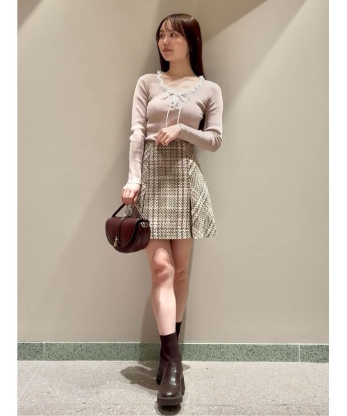 SNIDEL Sustainableロービングチェックミニスカート　サイズ0 Sustainableロービングチェックミニスカート（ミニスカート