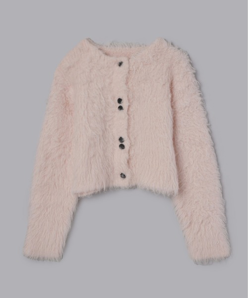 olu. ボリュームロングシャギーカーディガン【pink】 ボリュームロングシャギーカーディガン（カーディガン/ボレロ