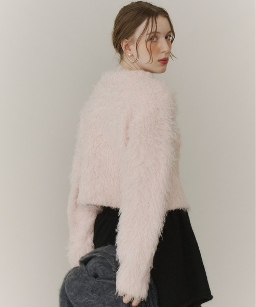 olu. ボリュームロングシャギーカーディガン【pink】 ボリュームロングシャギーカーディガン（カーディガン/ボレロ