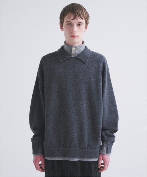CULLNI(クルニ)の「Layerd Rib Double Neck Pullover Knit(ニット/セーター・メンズ・キャメル/ブラック/ネイビー/チャコール・2/1/0)」の2枚目の写真