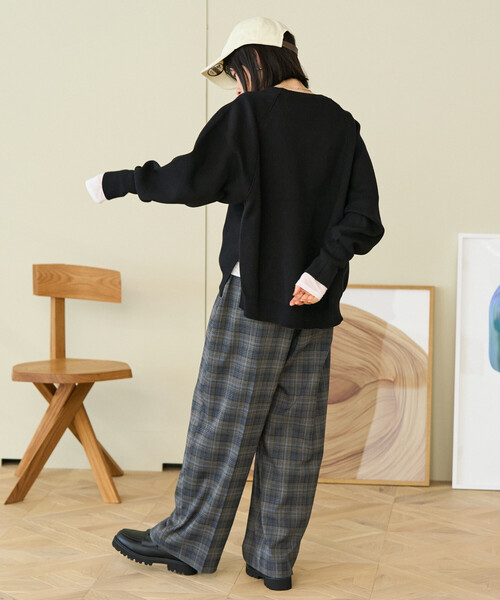 FREAK'S STORE(フリークスストア)の「スラックス イージーパンツ/チェックパンツ/タックワイドパンツ(スラックス・レディース・ダークブラウン/ブラウン/グレー/ブラック/ダークグレー・MEDIUM/SMALL)」の18枚目の写真