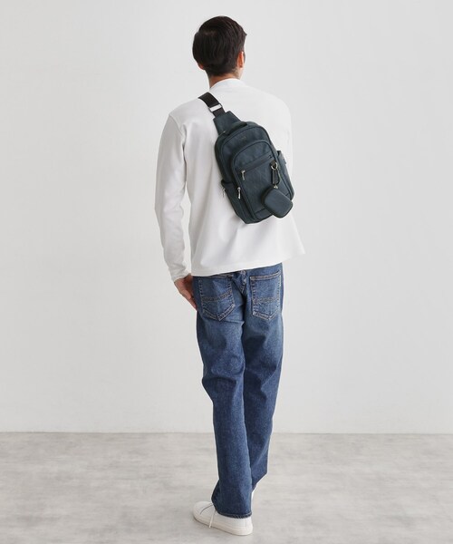 ✨未使用級極美品✨ タケオキクチ ラインブロッキング ボディバッグ レザー 黒 TAKEO KIKUCHI タケオキクチ ベルクロ2 ボディバッグ ワン