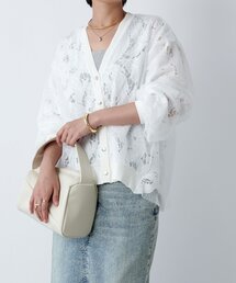 《手洗い可能》レースチュールVネックカーディガン