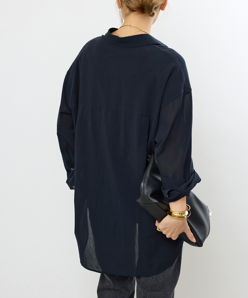 *Cotton Sheer Wash シャツ　ネイビー Cotton Sheer Wash シャツ（シャツ/ブラウス）｜Deuxieme Classe