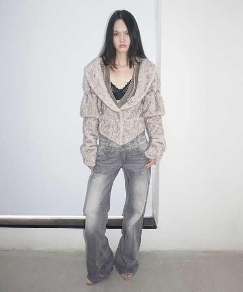 SCULPTOR（スカルプター）の「Faux Fur Corset Jacket（その他アウター・レディース・ワイン/グレー・LARGE/SMALL）」の5枚目の写真