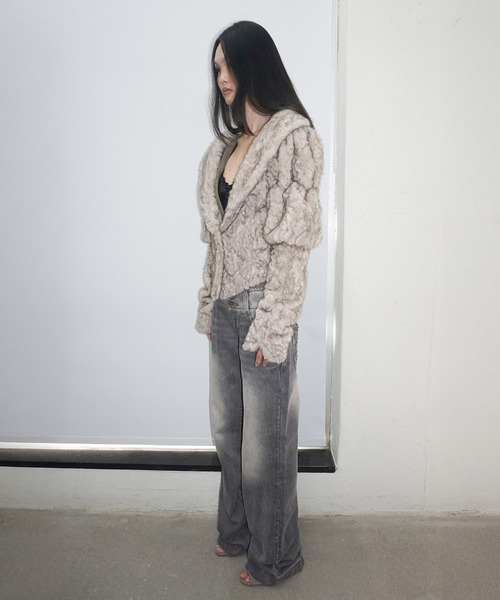 SCULPTOR（スカルプター）の「Faux Fur Corset Jacket（その他アウター・レディース・ワイン/グレー・LARGE/SMALL）」の6枚目の写真