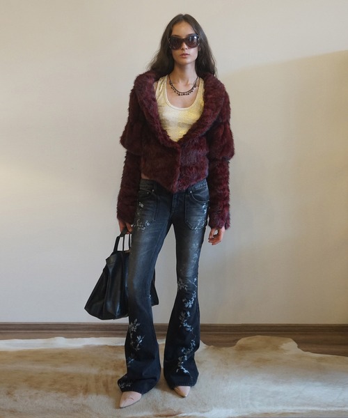 SCULPTOR（スカルプター）の「Faux Fur Corset Jacket（その他アウター・レディース・ワイン/グレー・LARGE/SMALL）」の12枚目の写真