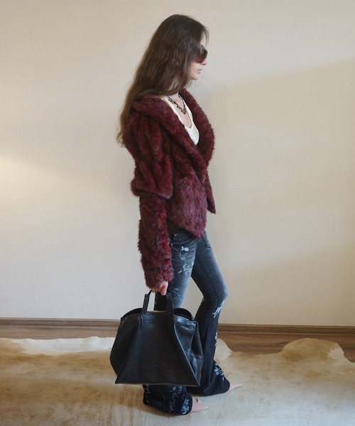 SCULPTOR（スカルプター）の「Faux Fur Corset Jacket（その他アウター・レディース・ワイン/グレー・LARGE/SMALL）」の14枚目の写真