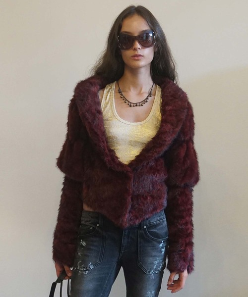 SCULPTOR（スカルプター）の「Faux Fur Corset Jacket（その他アウター・レディース・ワイン/グレー・LARGE/SMALL）」の16枚目の写真