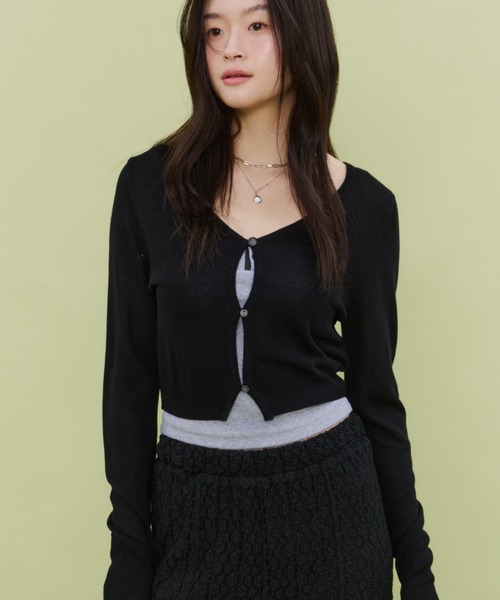たろー　レディース　BLK M ダンボールニットタック袖ジャケット（51035509） | Rose