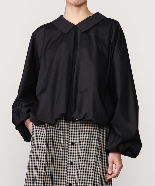 HAVERSACK（ハバーザック）の「HAVERSACK | ラウンドカラー 長袖シャツ WOMEN（シャツ/ブラウス・レディース・ブラック/ホワイト・0）」の2枚目の写真