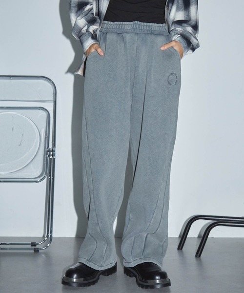 セール】ヴィンテージ加工サークルロゴ刺繍 切替ワイドスウェット