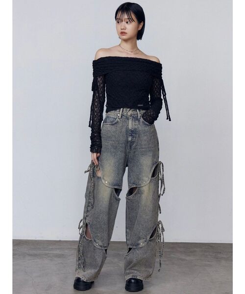 EMODA（エモダ）の「レースオフショルダートップ（Tシャツ/カットソー・レディース・ホワイト/ブラック/ブラウン・FREE）」の14枚目の写真