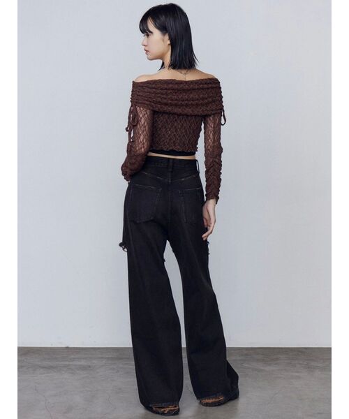 EMODA（エモダ）の「レースオフショルダートップ（Tシャツ/カットソー・レディース・ホワイト/ブラック/ブラウン・FREE）」の21枚目の写真