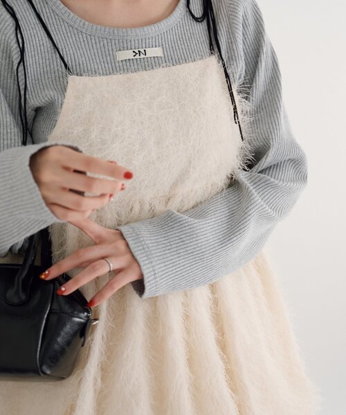 Kastane（カスタネ）の「バルーンシャギービスチェ（キャミソール・レディース・アイボリー/ブラウン・FREE）」の5枚目の写真