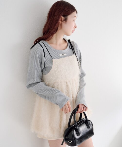 Kastane（カスタネ）の「バルーンシャギービスチェ（キャミソール・レディース・アイボリー/ブラウン・FREE）」の8枚目の写真