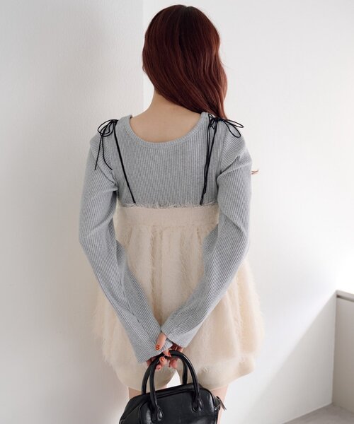 Kastane（カスタネ）の「バルーンシャギービスチェ（キャミソール・レディース・アイボリー/ブラウン・FREE）」の9枚目の写真