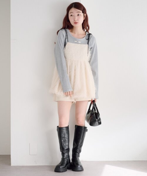 Kastane（カスタネ）の「バルーンシャギービスチェ（キャミソール・レディース・アイボリー/ブラウン・FREE）」の10枚目の写真