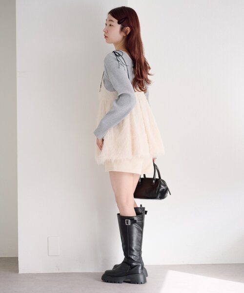 Kastane（カスタネ）の「バルーンシャギービスチェ（キャミソール・レディース・アイボリー/ブラウン・FREE）」の11枚目の写真