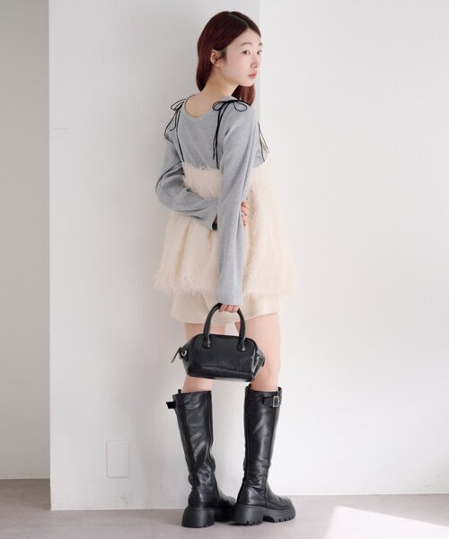 Kastane（カスタネ）の「バルーンシャギービスチェ（キャミソール・レディース・アイボリー/ブラウン・FREE）」の12枚目の写真