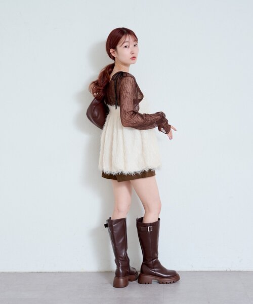 Kastane（カスタネ）の「バルーンシャギービスチェ（キャミソール・レディース・アイボリー/ブラウン・FREE）」の16枚目の写真