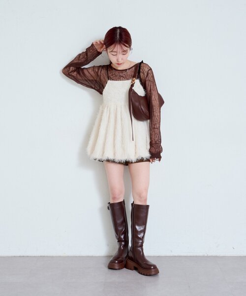 Kastane（カスタネ）の「バルーンシャギービスチェ（キャミソール・レディース・アイボリー/ブラウン・FREE）」の17枚目の写真