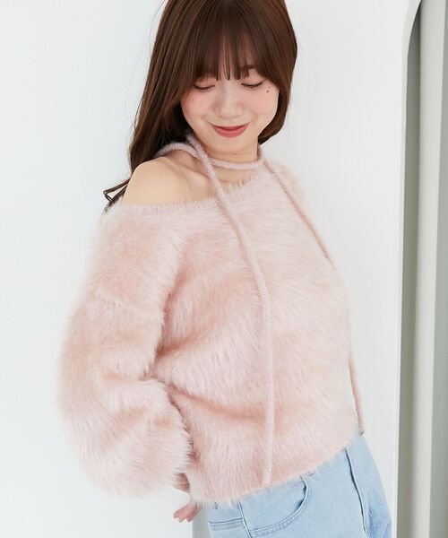 MAJESTIC LEGON（マジェスティックレゴン）の「キラメキチョーカーセットシャギーニット（ニット/セーター・レディース・チャコールグレー/ブラック/ピンク/ブルー/アイボリー/ボルドー・MEDIUM）」の10枚目の写真