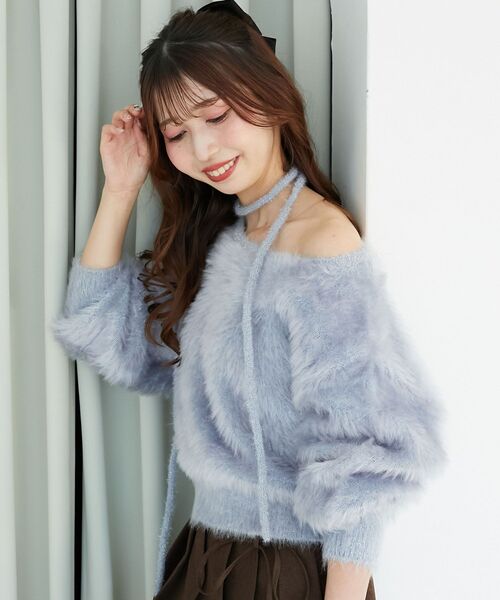 MAJESTIC LEGON（マジェスティックレゴン）の「キラメキチョーカーセットシャギーニット（ニット/セーター・レディース・チャコールグレー/ブラック/ピンク/ブルー/アイボリー/ボルドー・MEDIUM）」の17枚目の写真