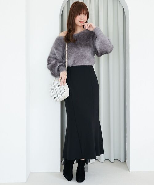 MAJESTIC LEGON（マジェスティックレゴン）の「キラメキチョーカーセットシャギーニット（ニット/セーター・レディース・チャコールグレー/ブラック/ピンク/ブルー/アイボリー/ボルドー・MEDIUM）」の22枚目の写真