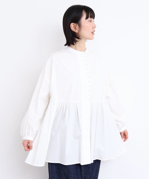 l'atelier du savon（アトリエドサボン）の「_タイプライターころころボタン　ブラウス（シャツ/ブラウス・レディース・イエロー/ブラック/ホワイト/グリーン・FREE）」の2枚目の写真