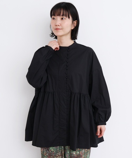 l'atelier du savon（アトリエドサボン）の「_タイプライターころころボタン　ブラウス（シャツ/ブラウス・レディース・イエロー/ブラック/ホワイト/グリーン・FREE）」の3枚目の写真