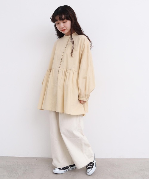 l'atelier du savon（アトリエドサボン）の「_タイプライターころころボタン　ブラウス（シャツ/ブラウス・レディース・イエロー/ブラック/ホワイト/グリーン・FREE）」の22枚目の写真