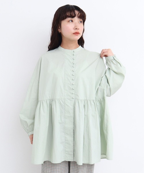 l'atelier du savon（アトリエドサボン）の「_タイプライターころころボタン　ブラウス（シャツ/ブラウス・レディース・イエロー/ブラック/ホワイト/グリーン・FREE）」の11枚目の写真