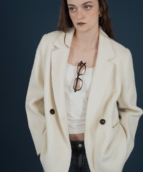 セール】セットアップシャギーテイラードジャケットコート（テーラード