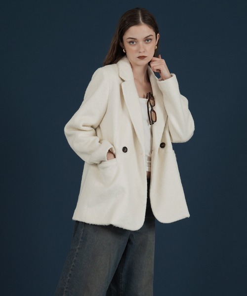 セットアップシャギーテイラードジャケットコート（テーラード