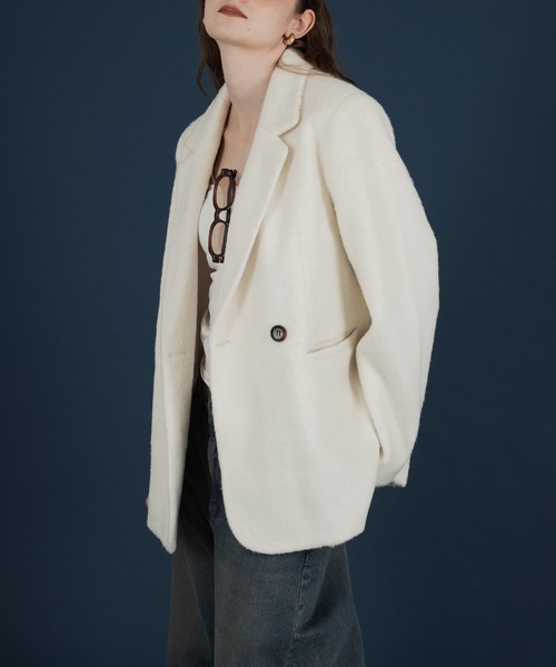 セットアップシャギーテイラードジャケットコート（テーラード