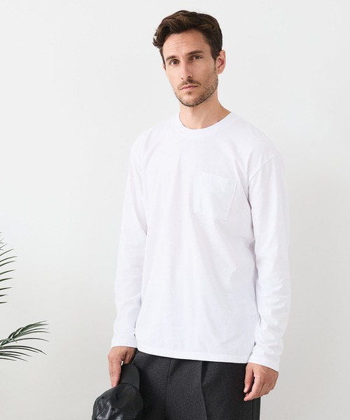 JEANS MATE(ジーンズメイト)の「【汗染みの目立ちにくいTシャツ ZEROSTAIN/ゼロステイン】クルーネック 胸ポケットロンT 防汚 UVカット(Tシャツ/カットソー・メンズ・杢グレー/ブラック/ホワイト・LARGE/MEDIUM/X-LARGE)」の19枚目の写真