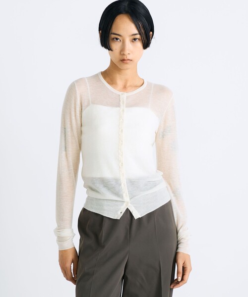 EDITION（エディション）の「カシミヤ シアー カーディガン（カーディガン/ボレロ・レディース・ブラック/ホワイト・FREE）」の4枚目の写真