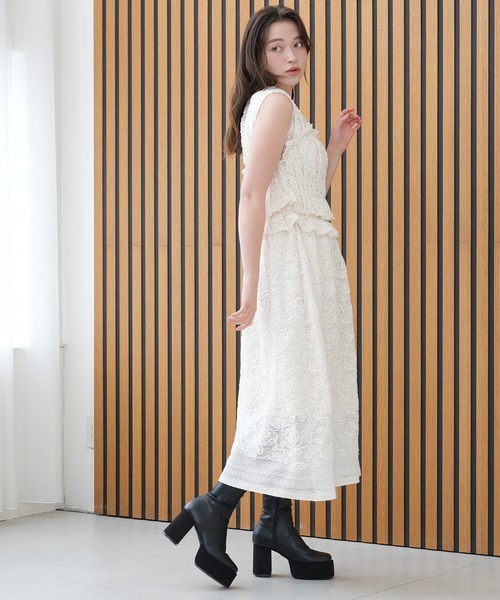 ASTORIA ODIER(アストリアオディール)の「ルーセントレースワンピース(ワンピース・レディース・ブラック/アイボリー・MEDIUM)」の6枚目の写真