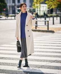 a.v.v（アーヴェヴェ）の「【2WAY】折り返しラペルロングコート（ステンカラーコート）」