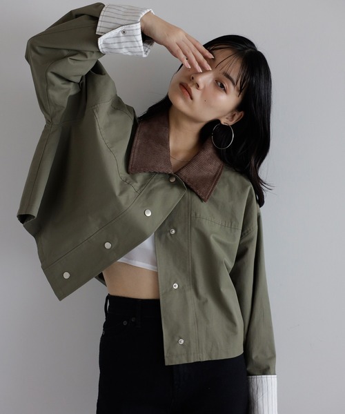 corduroy collar coverall jacket / コーデュロイ襟カバーオール
