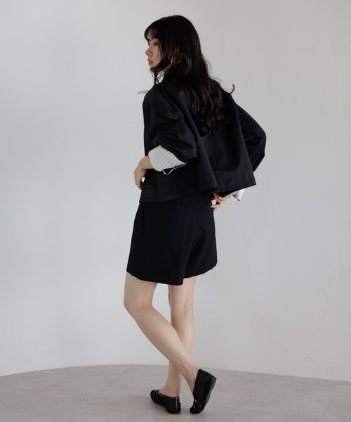 雰囲気抜群 コーデュロイ襟 ブラックカバーオール 裏地チェック 一点物