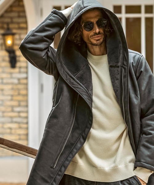 JH junhashimoto（ジェイエイチジュンハシモト）の「【WEB・直営店限定】JH junhashimoto(ジェイエイチ ジュンハシモト)マイクロスウェード フロントファスナー ダウンラップコート(保温性/防風性)（ダウンジャケット/コート・メンズ・ブラウン/ブラック・S/M/L/XL/XXL）」の13枚目の写真