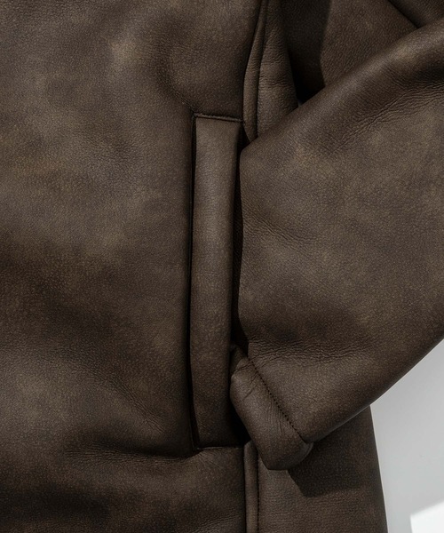 JH junhashimoto（ジェイエイチジュンハシモト）の「【WEB・直営店限定】JH junhashimoto(ジェイエイチ ジュンハシモト)マイクロスウェード フロントファスナー ダウンラップコート(保温性/防風性)（ダウンジャケット/コート・メンズ・ブラウン/ブラック・S/M/L/XL/XXL）」の5枚目の写真