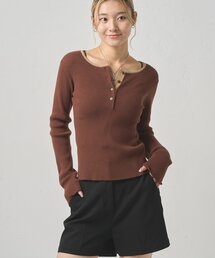 リンガーヘンリーネックニット