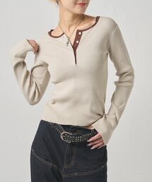 リンガーヘンリーネックニット