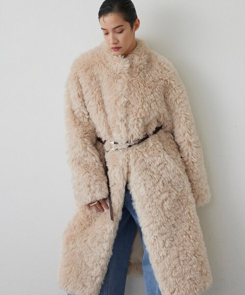 THE PAUSE(ザ ポーズ)の「【THE PAUSE】フェイクファーロングコート(その他アウター・レディース・アイボリー/チャコールグレー・FREE)」の20枚目の写真