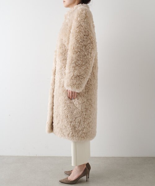 THE PAUSE(ザ ポーズ)の「【THE PAUSE】フェイクファーロングコート(その他アウター・レディース・アイボリー/チャコールグレー・FREE)」の12枚目の写真